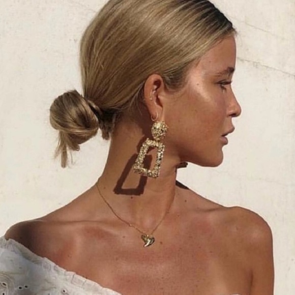 Gold Statement Earrings Zara Style - Picture 3 of 5